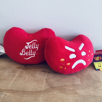 Jelly Belly Mixed Emotions Grumpy Face Plush Toys x 2 Red Soft With Tags Kids