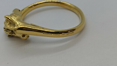 HERMES Ravinet d'Enfert Yellow Gold Plated Double Horse Bangle