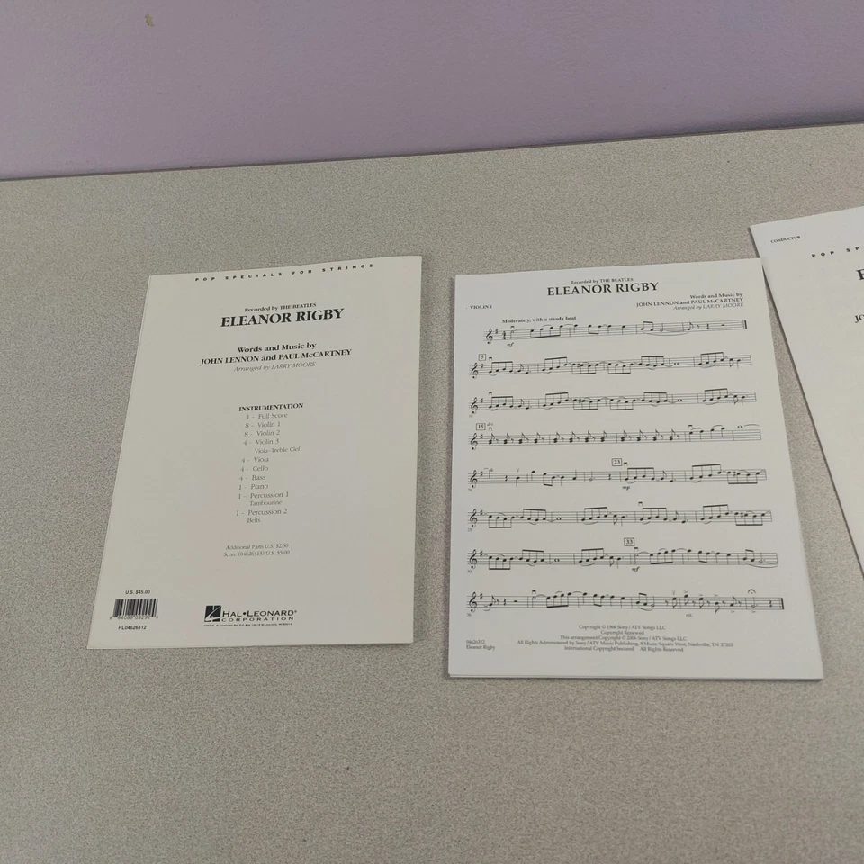 Eleanor Rigby Sheet Music Hal Leonard String Orchestra Parts Beatles LN READ - Image 2 of 3