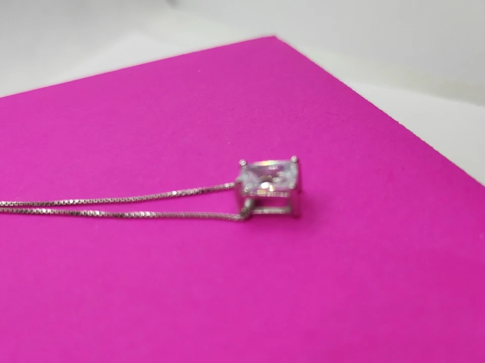 Punto luce donna in argento 925 + collana veneziana. punto luce taglio smeraldo - Immagine 4 di 4