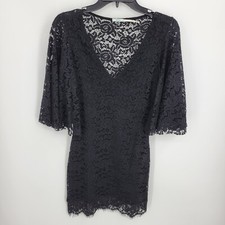 Kimchi Blue Dress Womens Small Black Lace Overlay Bell Sleeve V-Neck Boho