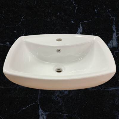 21'' White Ceramic Rectangular Vessel Above Counter Sink with overflow