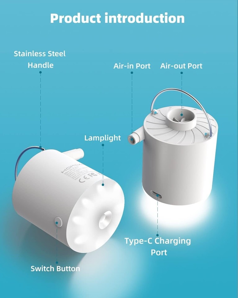 Mini Portable Air Pump for Inflatables,USB Rechargeable Air Mattress ...