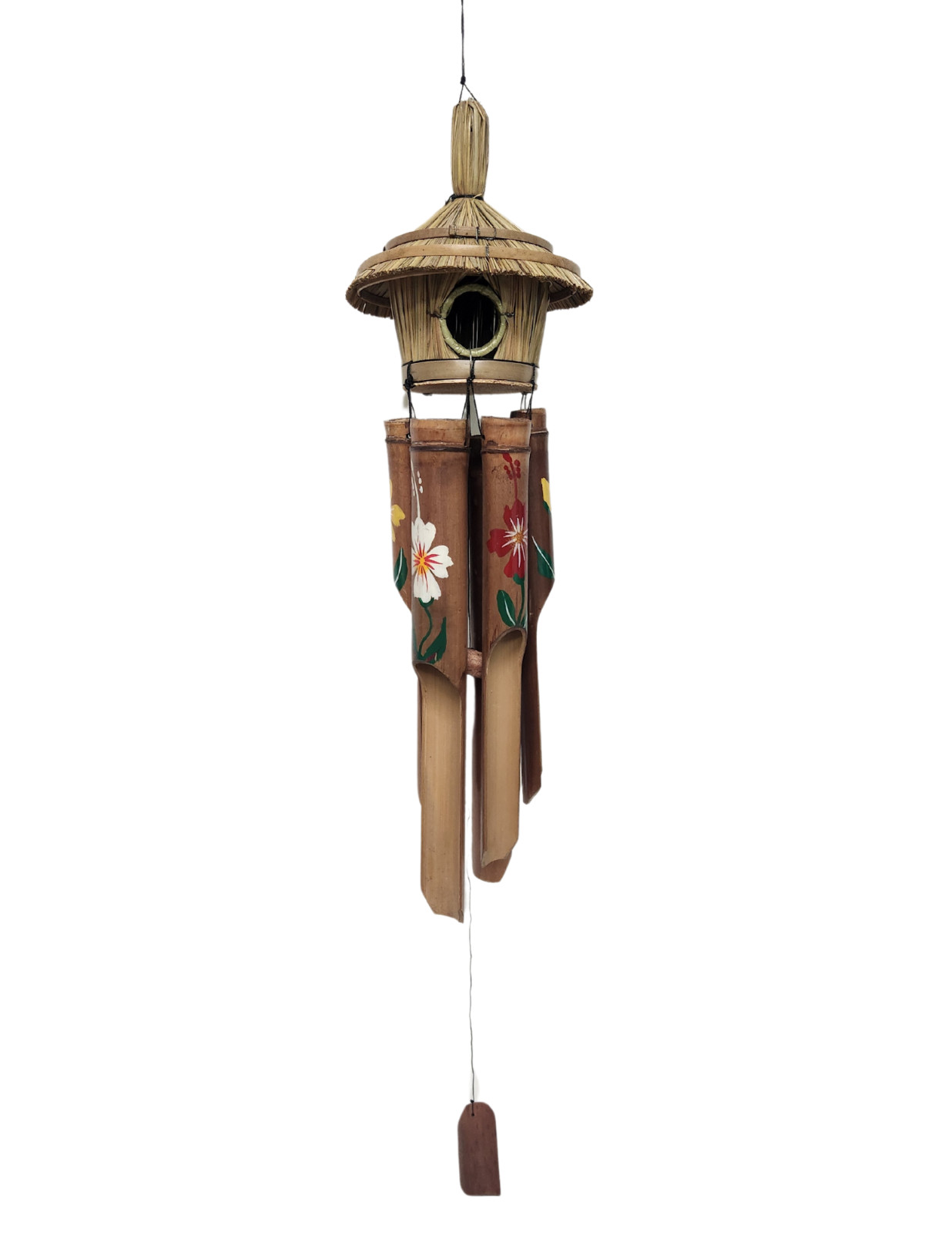 Wind Chime Beautiful Bird House Hibiscus Flowers Windchime B