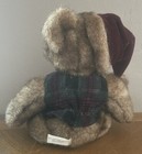 Brown Christmas Teddy Bear W/ Santa Hat And Festive Corduroy Plaid Vest New — photo 4