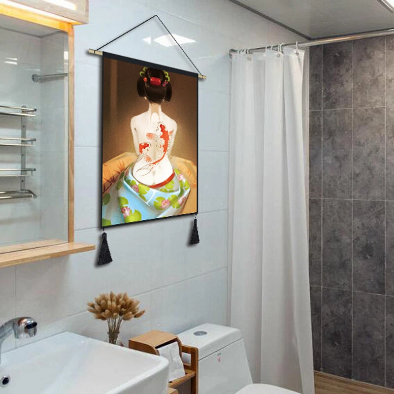 日本挂毯横幅旗帜壁挂图片家居装饰女仆花卉印花 — 第 3/4 张图片