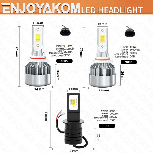For GMC Sierra 2500 1999-1999 6000K LED Headlight Bulbs High Low Beam Fog Lamp - Picture 7 of 12