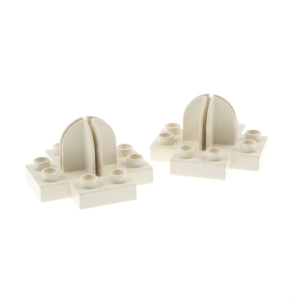 2x Lego Duplo Scenery Holder Brick Plate 4x4 Cream White Background 42058
