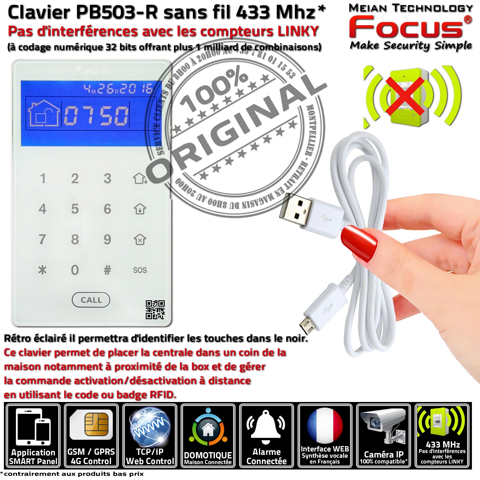 Centrale alarme connectée 433MHz PB503-R protection mezzanine et véranda - 3