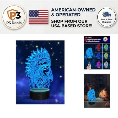Creative 3D Illusion Night Light Lamp - 16 Color Choices with Remote Control