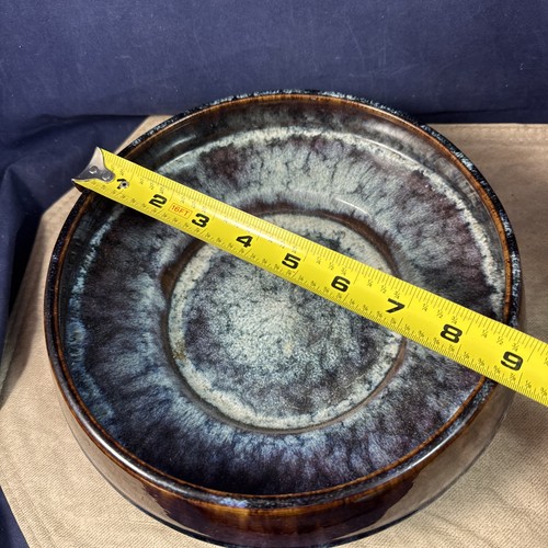 Unique Mid-Century Modern drip glaze ceramic planter bowl - Picture 6 of 10