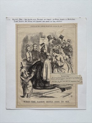 Royalty 1864 Punch Cartoon - Birth of a Royal Baby, Prince & Princess of Wales