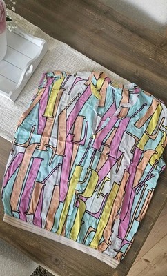 Emily Van Den Bergh Bluse Blusenshirt Tunika, Gr 36/38 M, Pastellfarben, Print 
