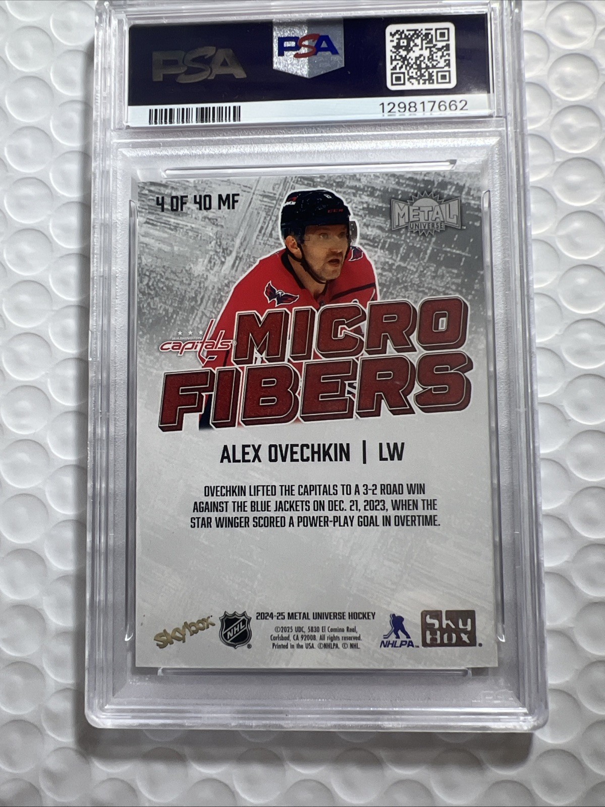 2024 SKYBOX METAL UNIVERSE MICROFIBERS #4 Alex Ovechkin PSA 10 view 5