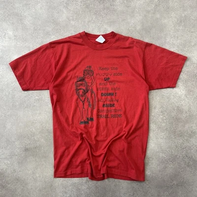 T-shirt Jerzees pour hommes grand cheval sentier équestre âne humour drôle Te... - Photo 1/4