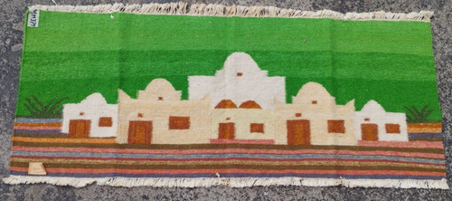 Vintage Handmade Traditional Lovely Pictorial Kilim Floor Rug Carpet 100x42 cm