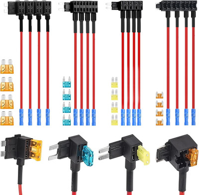 16 Pack 4 Types 12V Car Add-A-Circuit Fuse Tap Adapter,Standard Mini Micro2 and