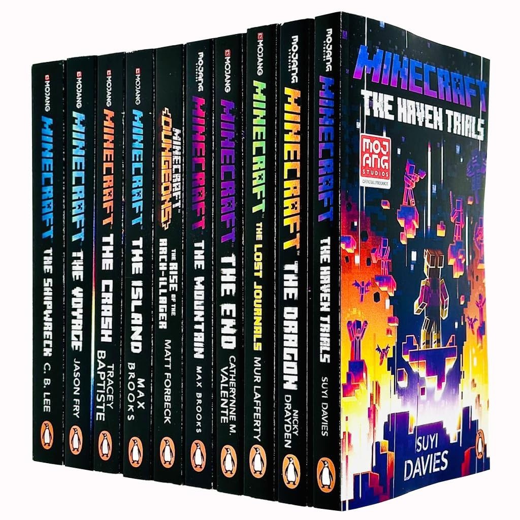 An Official Minecraft Novels 10 Books Collection Set Haven Trials,Mountain,Crash