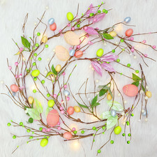 6ft Lighted Easter Egg Garland 19 LED Battery Operated Timer Spring Mantel Decor