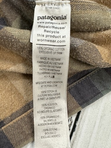 Patagonia Shirt Mens M Fjord Plaid Flannel Brown Long Sleeve Organic 42400 - Picture 14 of 14