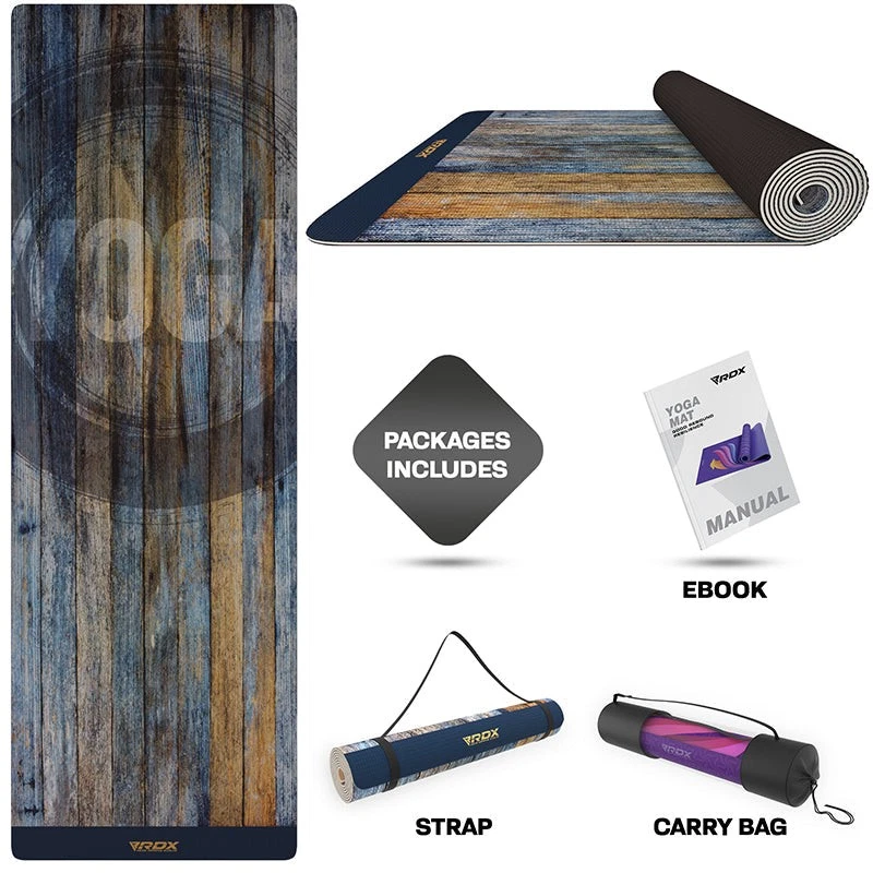RDX Iris 6mm PVC Yoga Mat con Correa, Bolsa de Transporte - Antideslizante, 183x61cm Madera Blen Foto 4 de 4