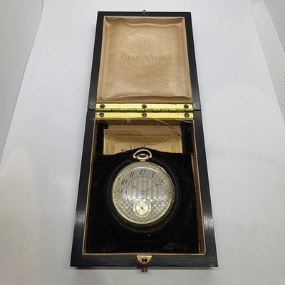 E Howard 17J Series 12 W/Matching #s Box 14K Green Gold Filled Pocket Watch Runs