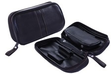 Faux leather bag for 2 pipes, tobacco and accessories