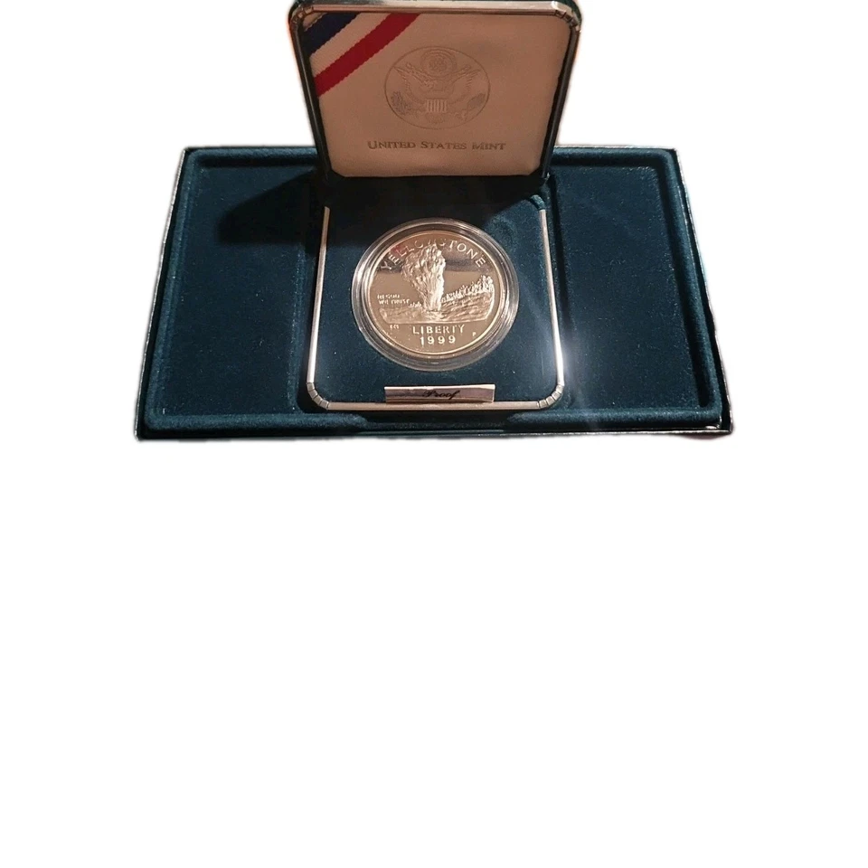 (1) 1999 P Yellowstone National Park Silver $1 Dollar Proof Coin w/Box & COA - Image 2 of 4