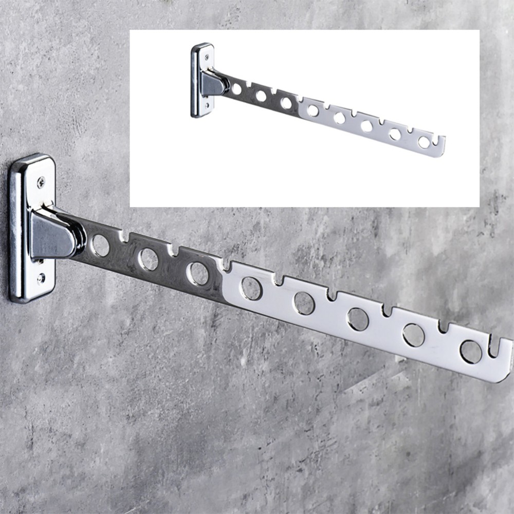Portable Stainless Steel Folding Clothes Rack Wall Mount Hanger-image