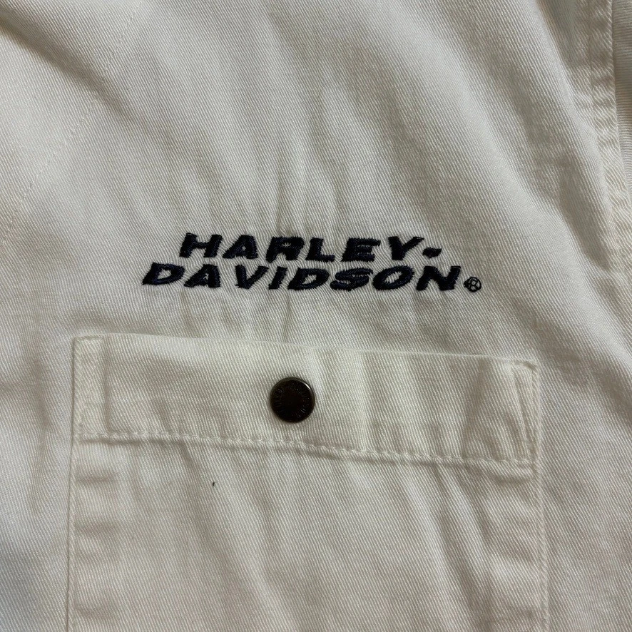 Camisa corta Harley Davidson para mujer blanca con corbata delantera manga larga abotonada L Foto 4 de 4