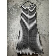 Everlane Rib-Knit A-Line Tank Dress Black White Scalloped Hem XXL Minimalist New