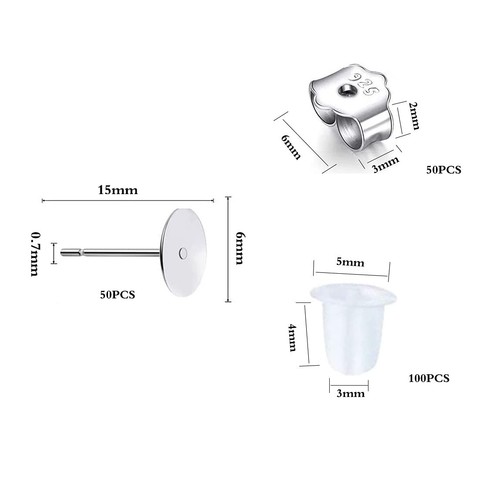 25 Paar 925 Sterling Silber Ohrringe Pfosten Flach Polster Ohrstecker Hypoallergen Bl... - Bild 2 von 5