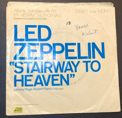 VERY RARE LED ZEPPELIN STAIRWAY TO HEAVEN 7" VINYL BOOK JACKET