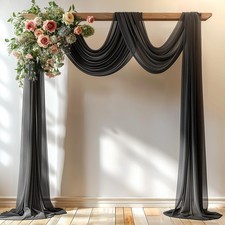 1 Panel Black Arch Draping Fabric, 30 x 20FT, Sheer Backdrop, Curtain, Deco