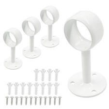 1-1/4 Inch Curtain Rod Ceiling Mount Brackets, Stainless Steel, White, 4 Count