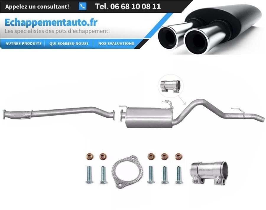 Tube et silencieux d'échappement Isuzu D-Max II 2.5 CRDi pour modèles 2012 à 2018
