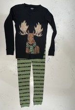 Carter's Black and Green Moose Pajama Set