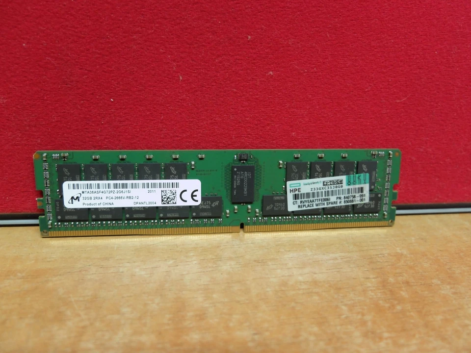 Micron 32GB 2Rx4 DDR4 PC4-2666v-RB2-12 (HPE 840758-091)Server Memory (T9) - Image 1 of 3