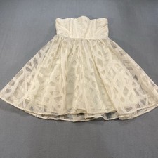 Alice + Olivia Beig Textured Kristin Strapless Mini Dress  XS Retail $484 Flaws