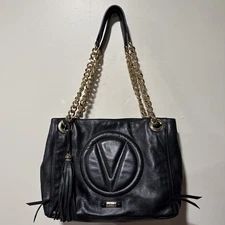 Valentino By Mario Valentino Verra Signature Leather Shoulder Bag Women's Black