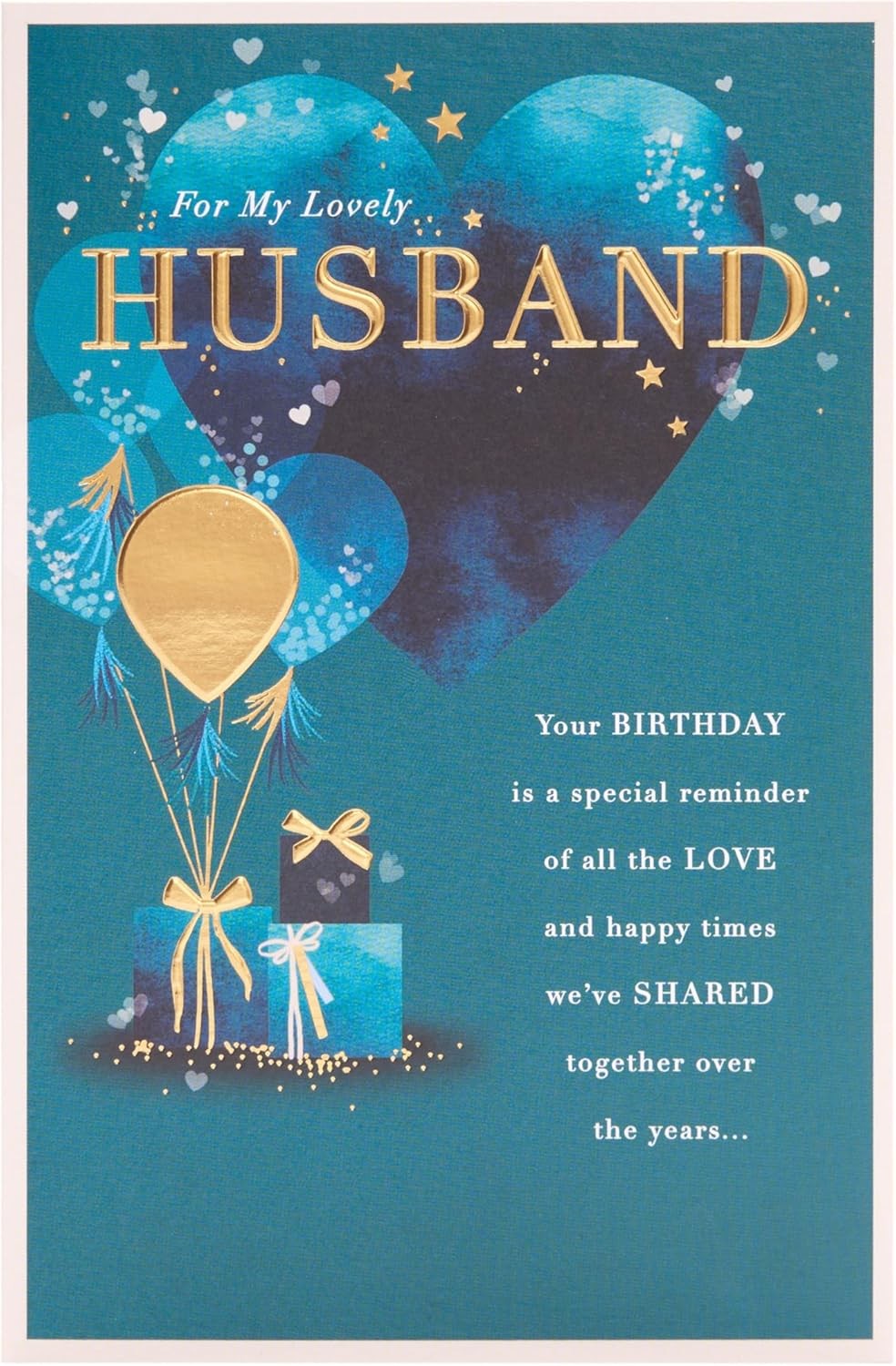 UK Greetings Birthday Card for Husband - Blue Heart Design - Thinking of You Ra