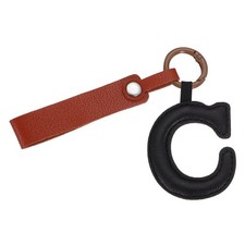 Initial Letter Keychain PU Leather Letter-C Key Chains for Women Black