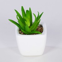 artplants Kunstpflanze Agave Americana Katniss, Keramiktopf, GrüN, 8Cm
