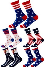 GONOSEED 5 Pairs American Flag Socks 4th of July Accessories Men Women Red