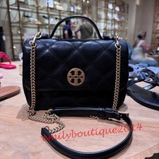 NWT Tory Burch 153399 Willa Mini Top Handle Crossbody Bag Black Leather 525