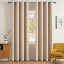 Room Darkening Curtains Thermal Insulated Black Out Drapes Solid Window Treat...