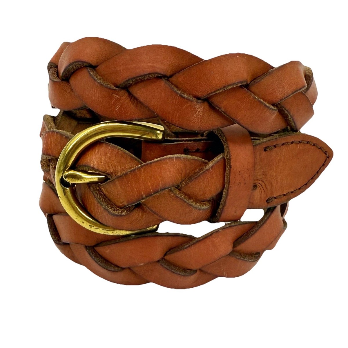 Fossil Tooled Leather Belt Dark Brown Braided Plus 36\