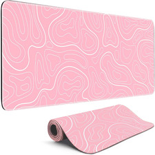Gaming Mouse Pad Pink Topographic XL Mouse Mat, 31.5 x 11.8 Inches Non-Slip