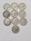 Lot of 10 Mercury/ Roosevelt Dimes 90% Silver Pre-1964 🔥 Mixed Dates Circulated