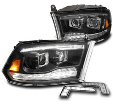 For 2010-2018 Dodge Ram Ledturn Black Dual Projector Headlight Wsignal Drl Set For 2010-2018 Dodge Ram Ledturn Black Dual Projector Headlight Wsignal Drl Set